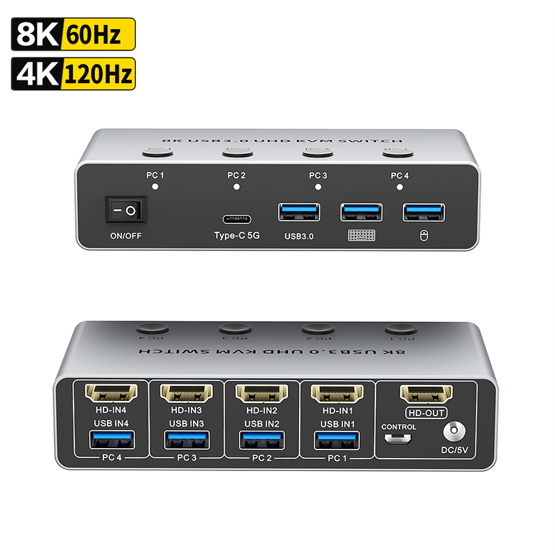 Hdmi Matrix Switch - 8K@60Hz HDMI KVM Anahtarlayıcı 4 Bilgisayar