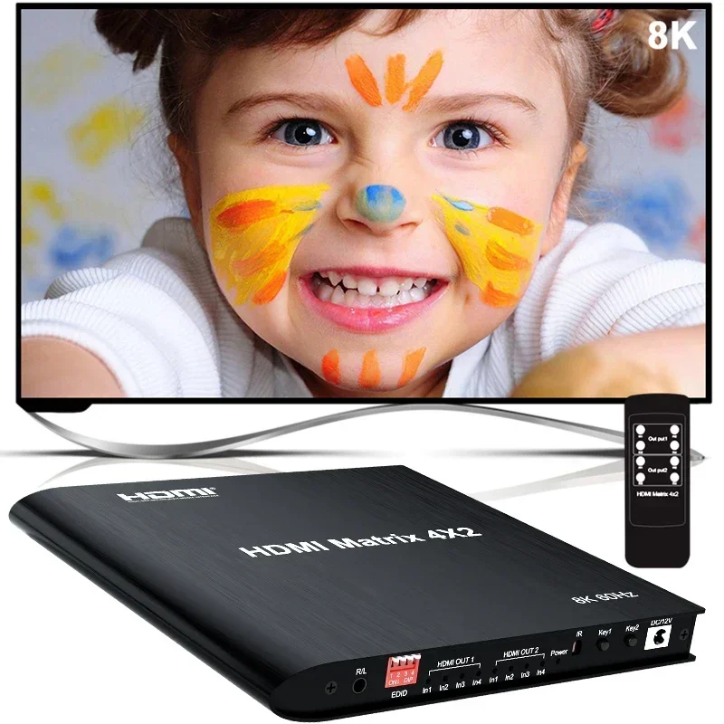 Hdmi Matrix Switch - 8K 4x2 HDMI2.1 Matris Video Dağıtıcı