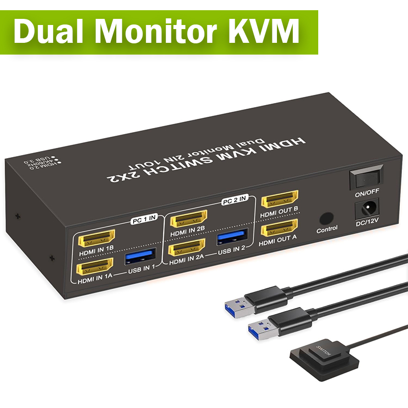Hdmi Matrix Switch - 2x2 Çift Monitör HDMI KVM Değiştirici