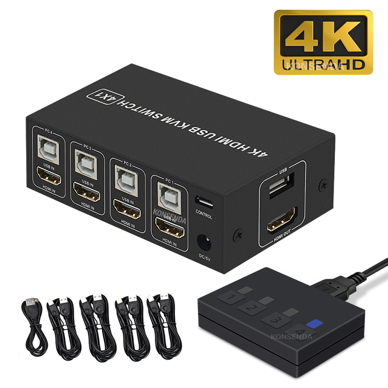 Hdmi Matrix Switch - 4K HDMI KVM Switch 4 1