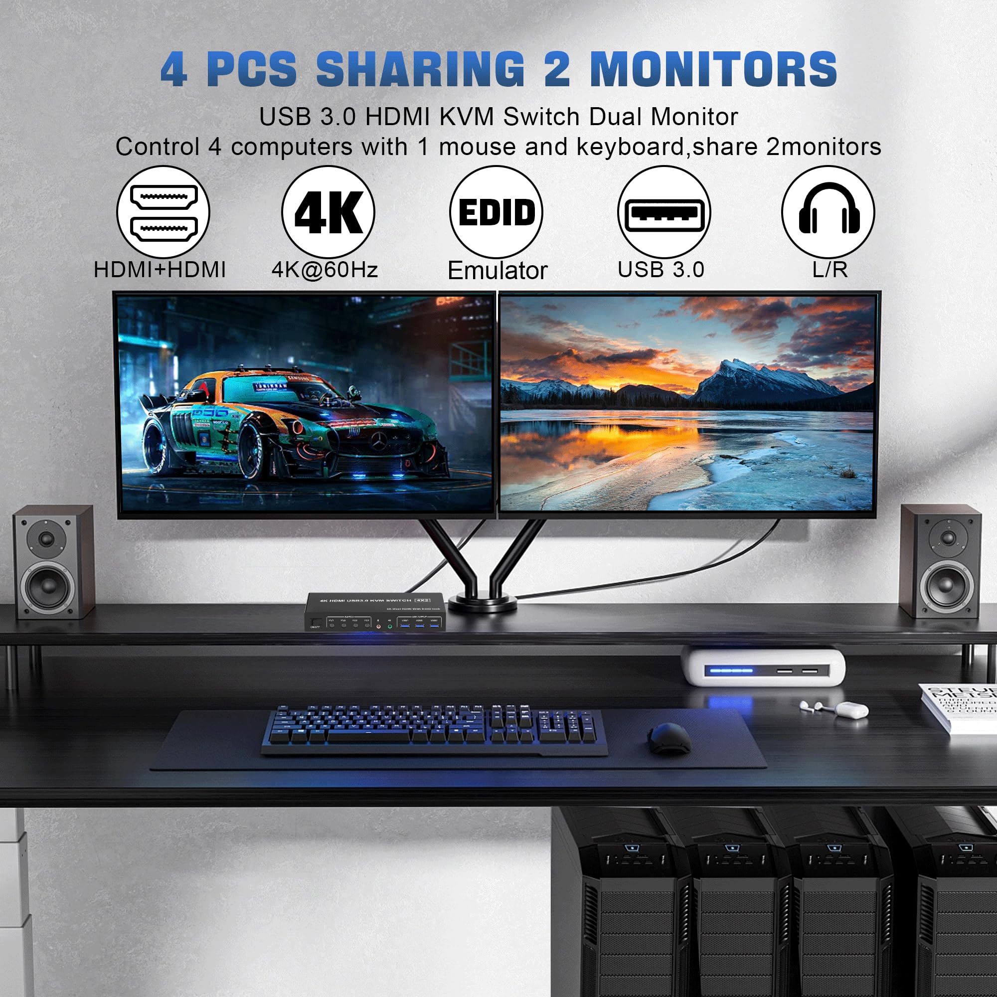 4K USB 3.0 KVM Anahtarı HDMI Ç - Hdmi Matrix Switch incelemesi ve fiyatı